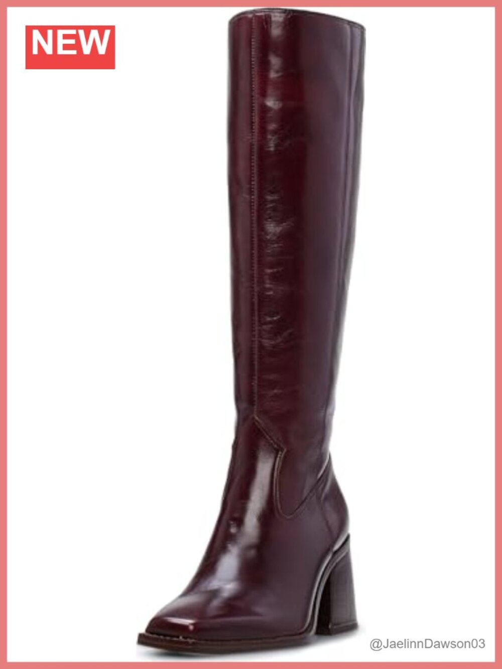 Vince Camuto Leather Knee High Block Heel Boots Square Toe Zipper Equestrian